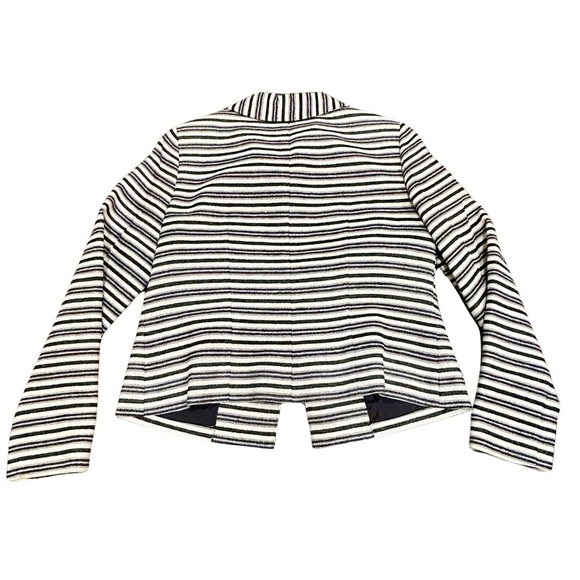 Doncaster Black & White Striped Silk Blend Jacket - Size Medium - Picture 2 of 5